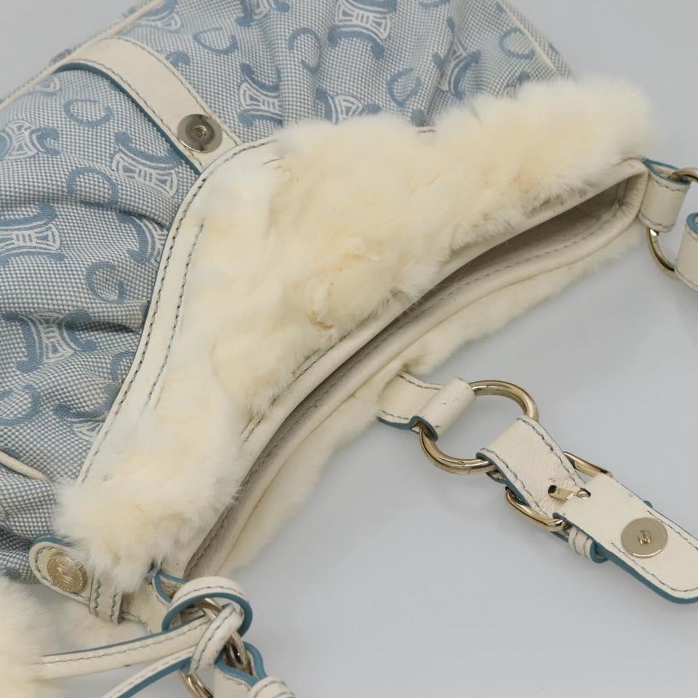 CELINE C Macadam Canvas Shoulder Bag Light Blue Gold Auth MX095 - Picture 7 of 16